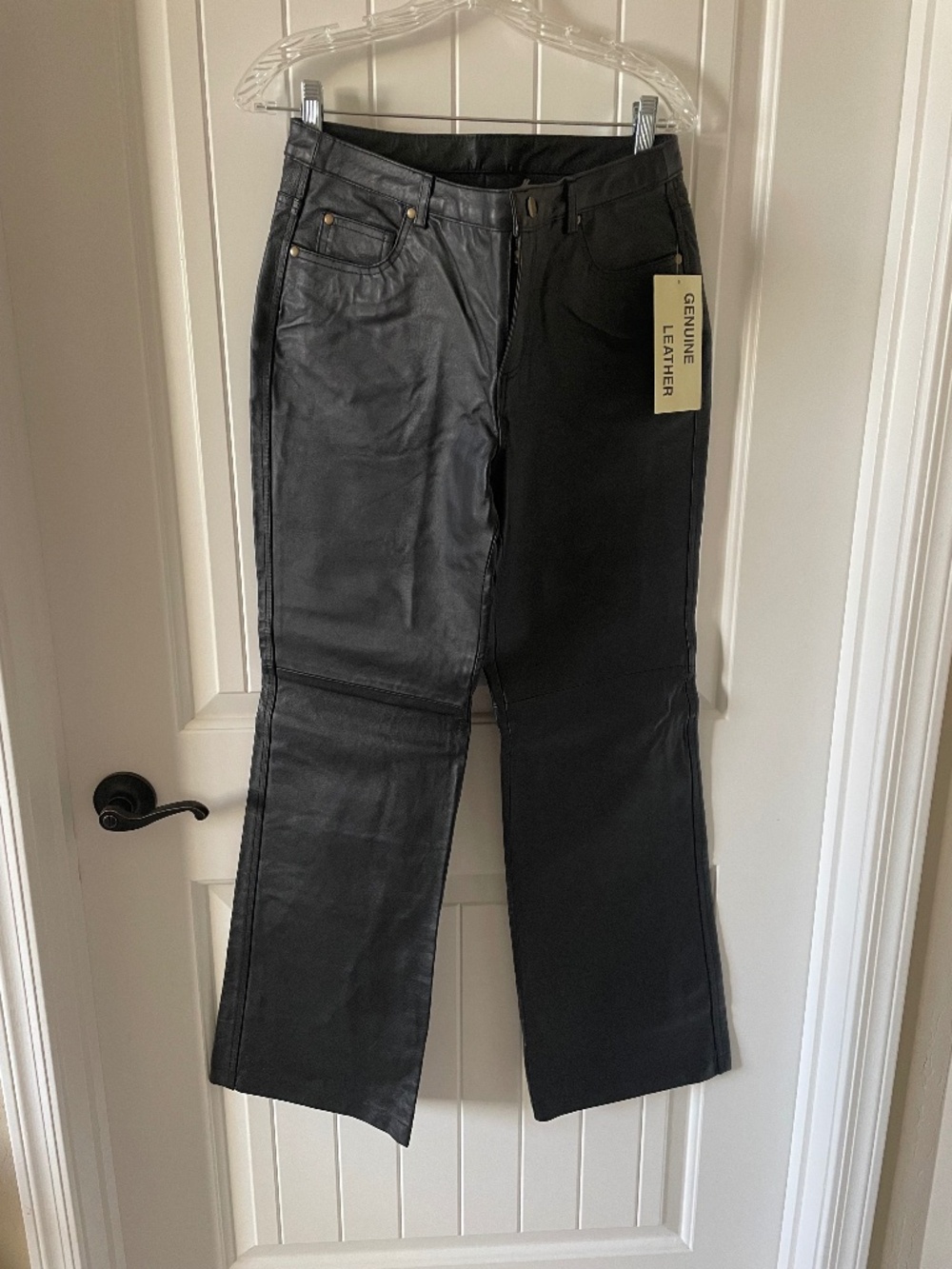 Metro Style Genuine Leather Black Pants